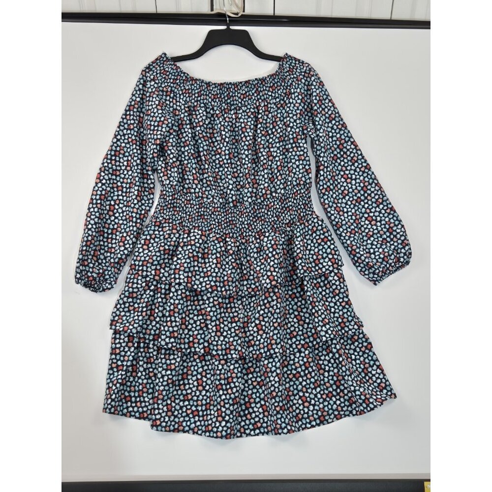 Michael Kors Women's Dress Size L Floral Off Shoulder Smocked Tiered Ruffle (63) - Picture 4 of 13